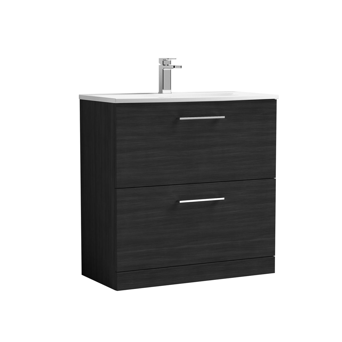 Nuie Arno 800mm 2 Drawer Floor Standing Vanity Unit With Curved Basin