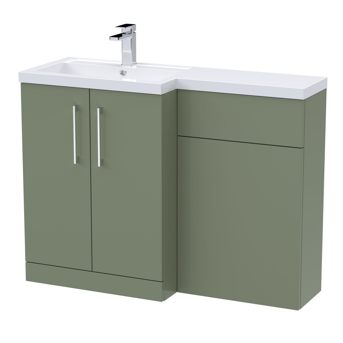 Nuie Arno 1100mm 2 Door Floor Standing Left-Hand Combination Unit With Polymarble Basin