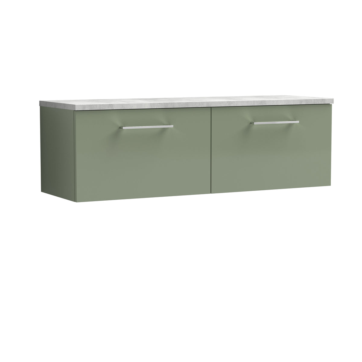 Nuie Arno 1200mm 2 Drawer Wall Hung Vanity Unit With Bellato Grey Worktop