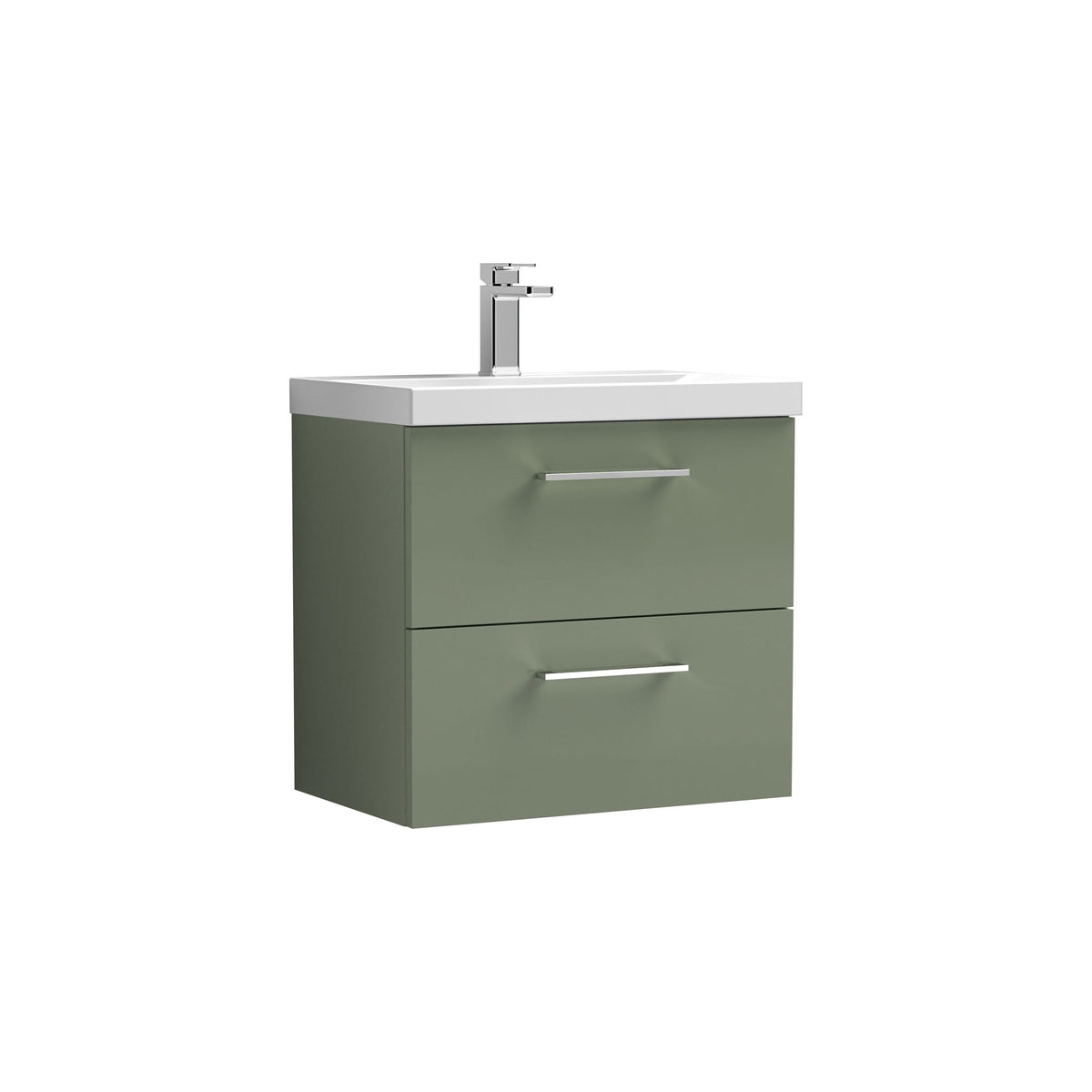 Nuie Arno 600mm 2 Drawer Wall Hung Vanity Unit With Thin Edge Basin