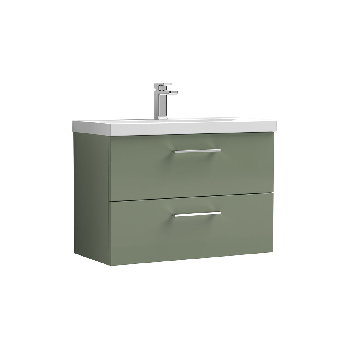 Nuie Arno 800mm 2 Drawer Wall Hung Vanity Unit With Mid-Edge Basin