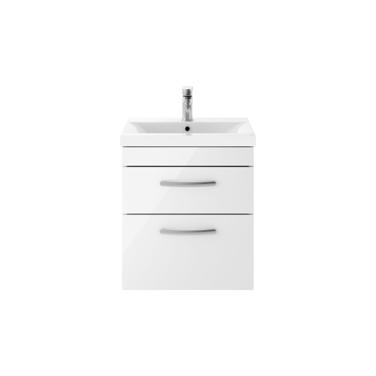 Nuie Athena 500mm 2 Drawer Wall Hung Vanity Unit With Mid-Edge Basin