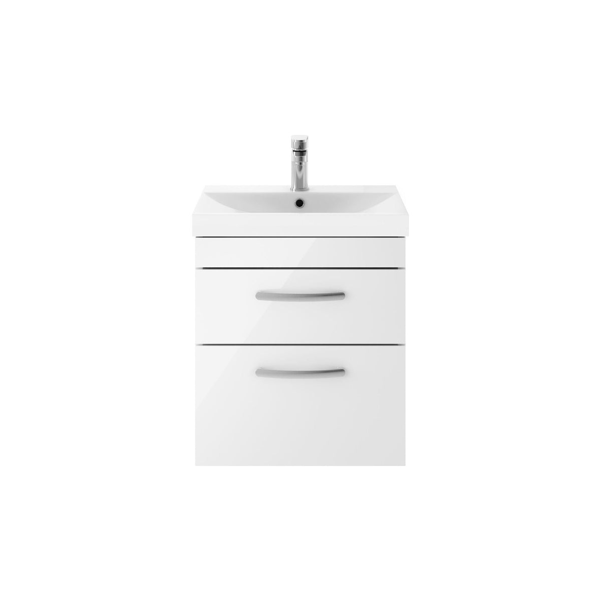 Nuie Athena 500mm 2 Drawer Wall Hung Vanity Unit With Thin Edge Basin