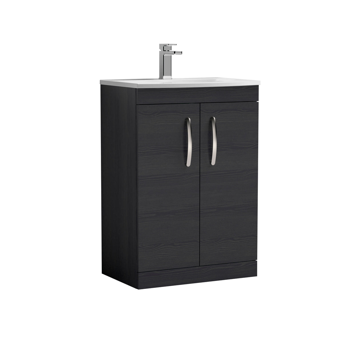 Nuie Athena 600mm 2 Door Floor Standing Vanity Unit With Curved Basin