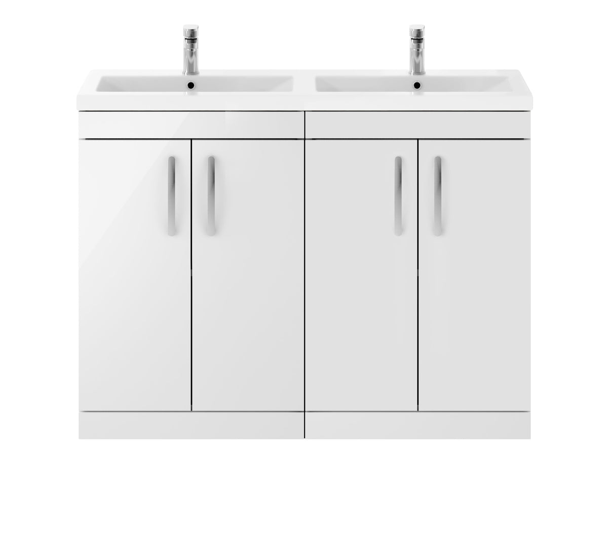 Nuie Athena 1200mm 4 Door Floor Standing Cabinet With 2 Tap Hole Ceramic Basin