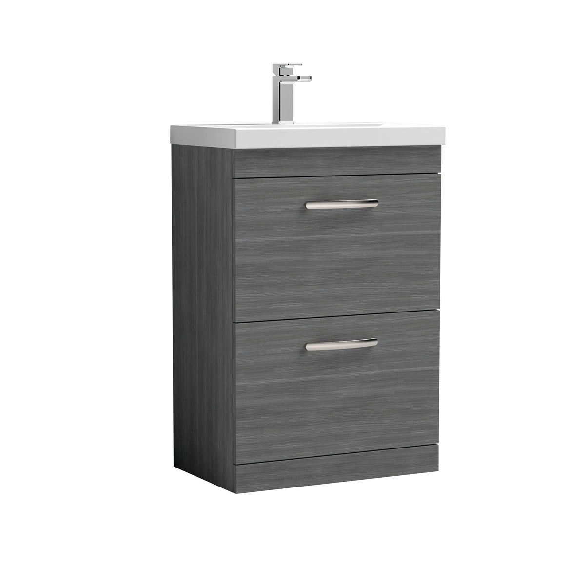 Nuie Athena 600mm 2 Drawer Floor Standing Vanity Unit With Mid-Edge Basin