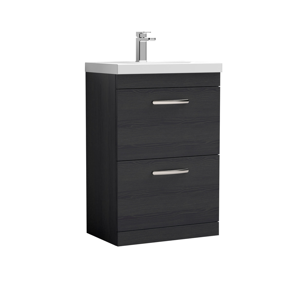 Nuie Athena 600mm 2 Drawer Floor Standing Vanity Unit With Thin Edge Basin