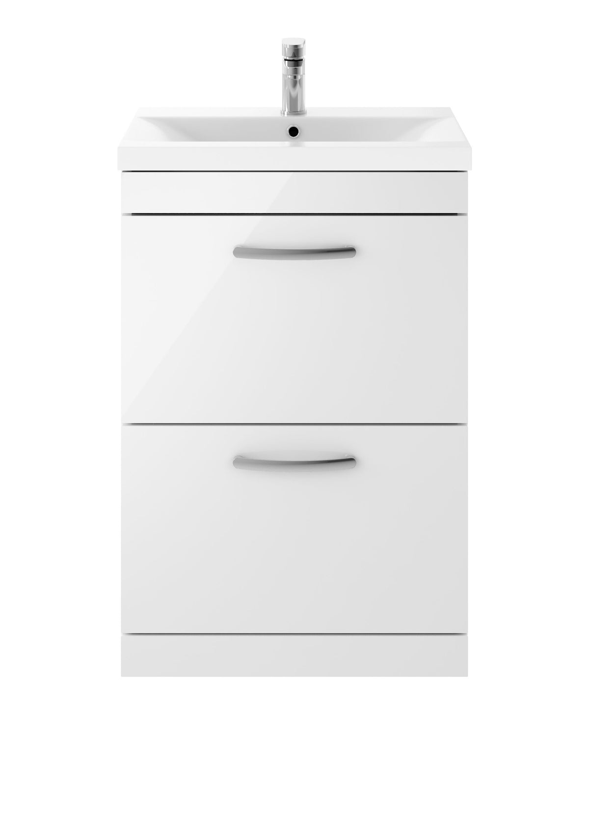 Nuie Athena 600mm 2 Drawer Floor Standing Vanity Unit With Mid-Edge Basin