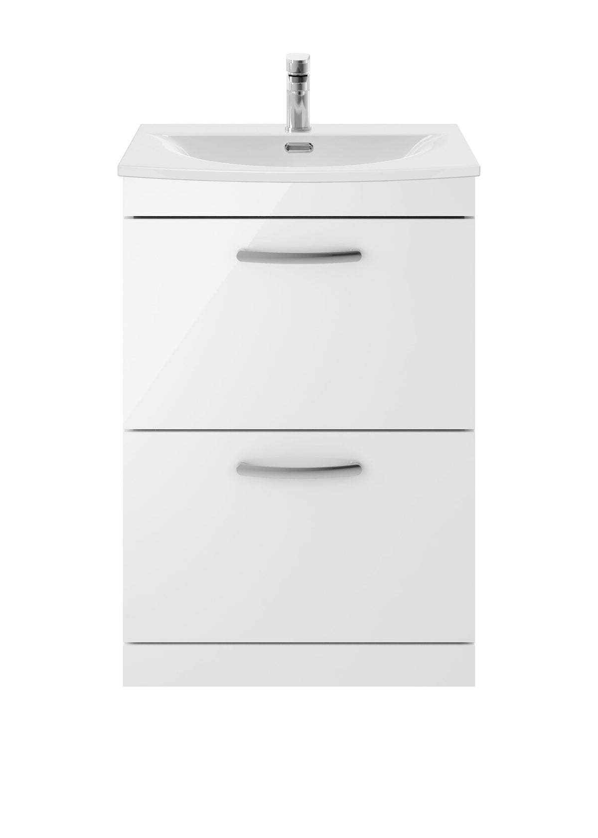 Nuie Athena 600mm 2 Drawer Floor Standing Vanity Unit With Curved Basin