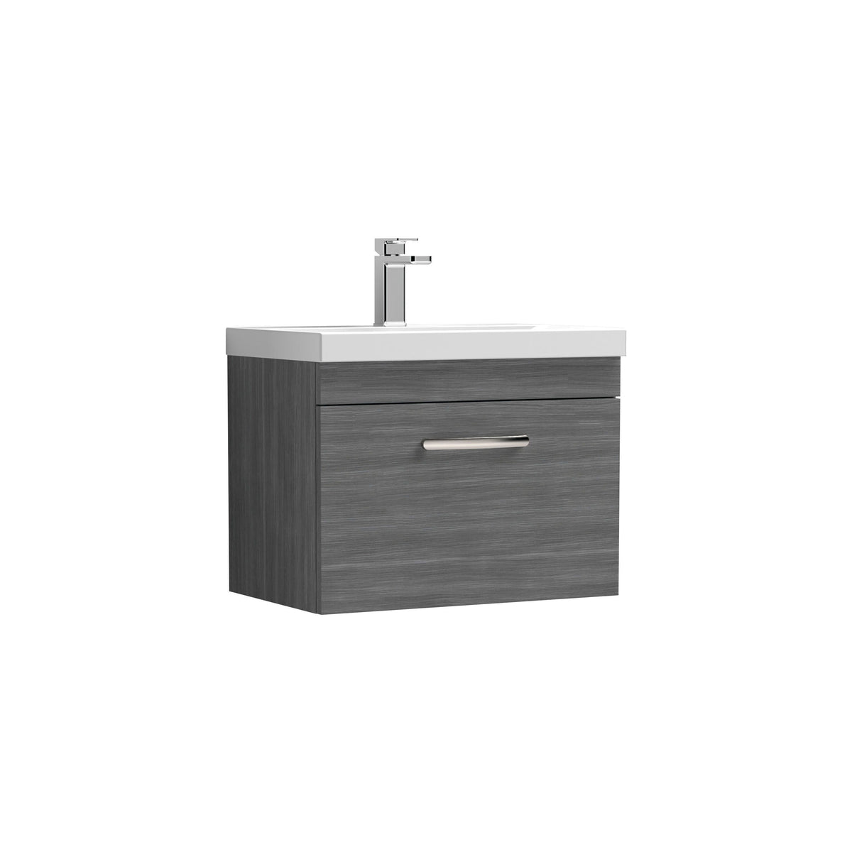 Nuie Athena 600mm 1 Drawer Wall Hung Vanity Unit With Mid-Edge Basin