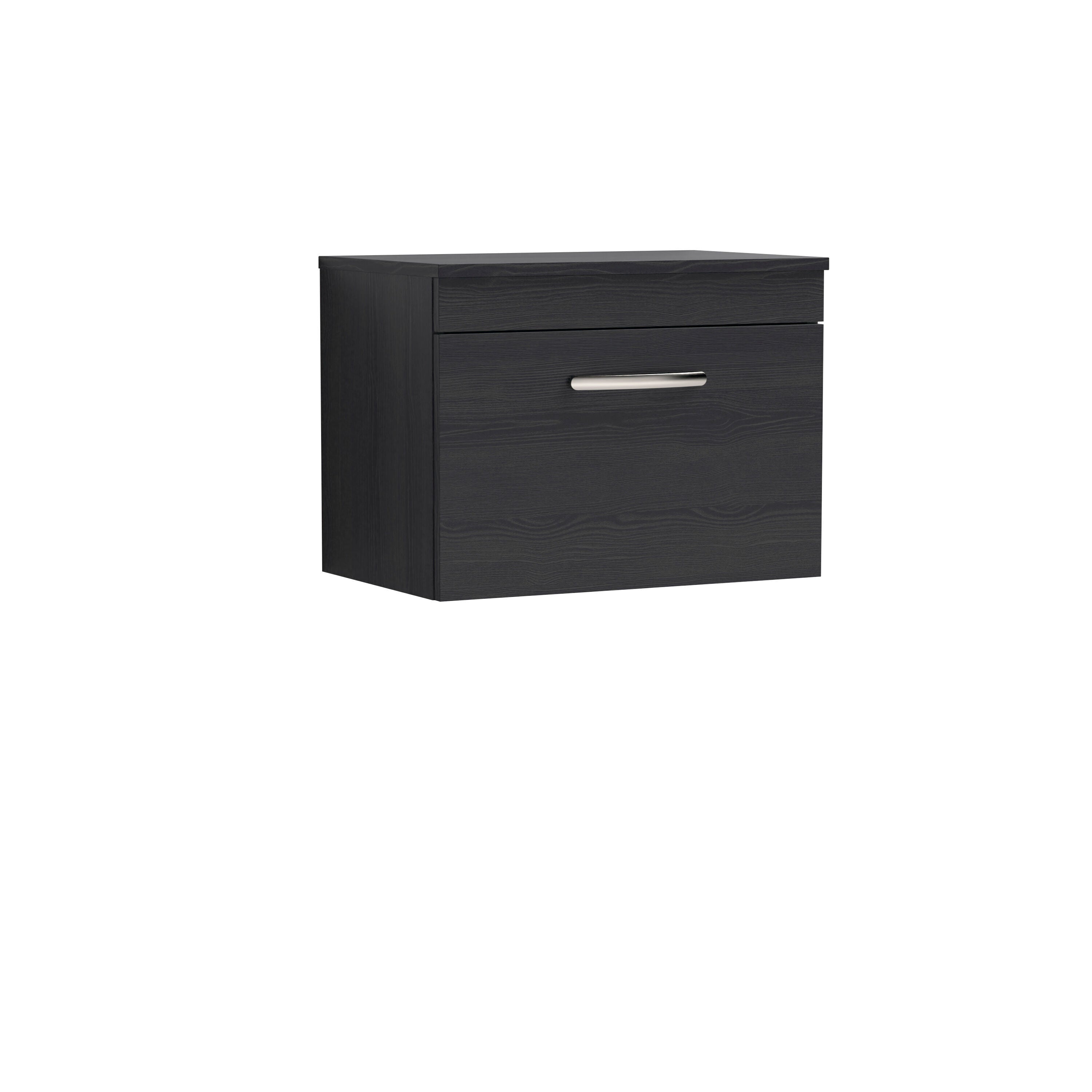 nuie Athena 600mm Charcoal Black 1 Drawer Wall Hung Vanity Unit With Co-ordinating Worktop
