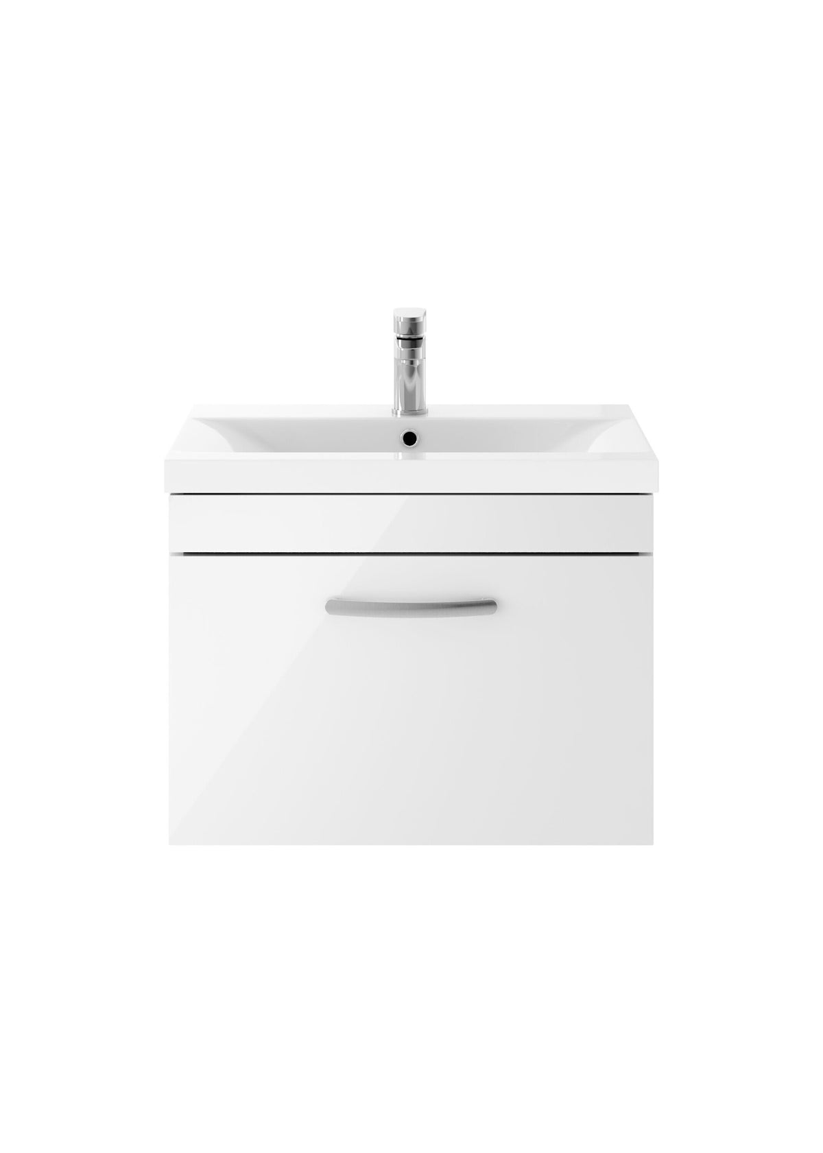 Nuie Athena 600mm 1 Drawer Wall Hung Vanity Unit With Mid-Edge Basin