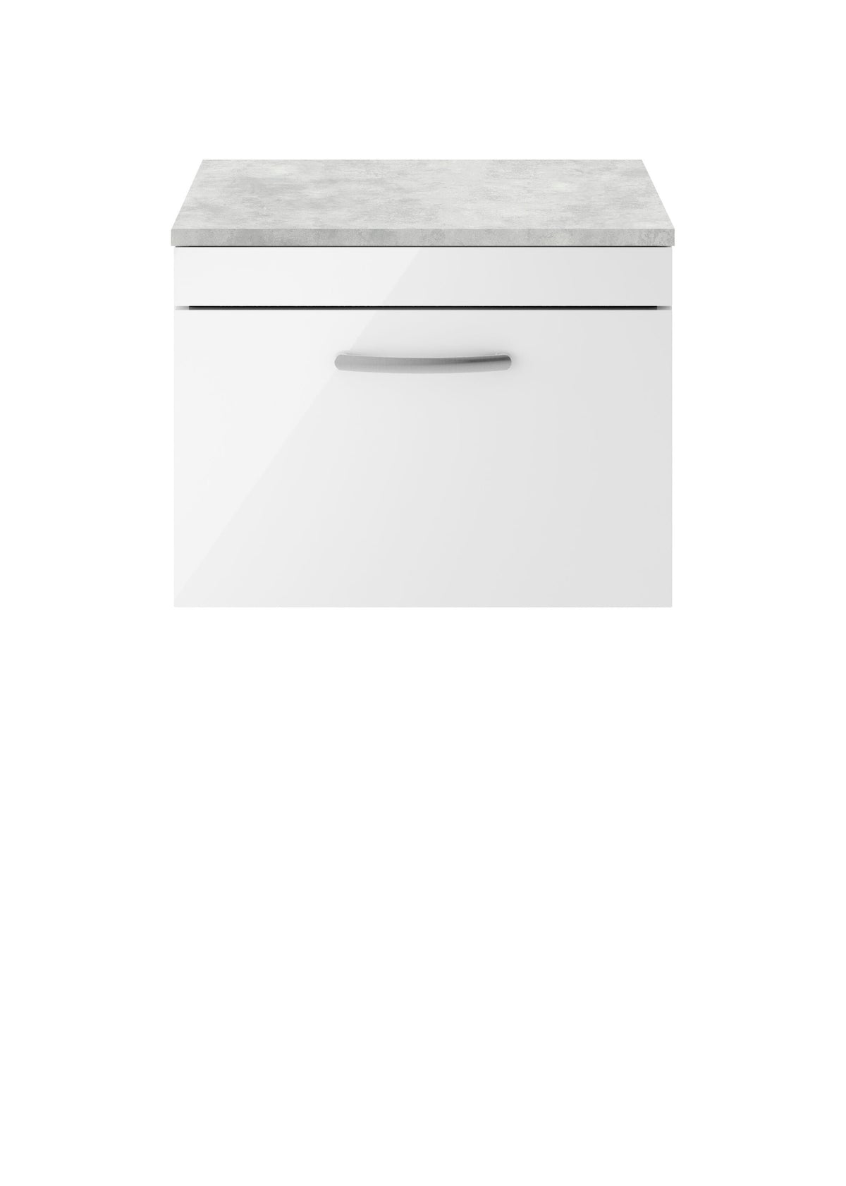 Nuie Athena 600mm 1 Drawer Wall Hung Vanity Unit With Bellato Grey Worktop