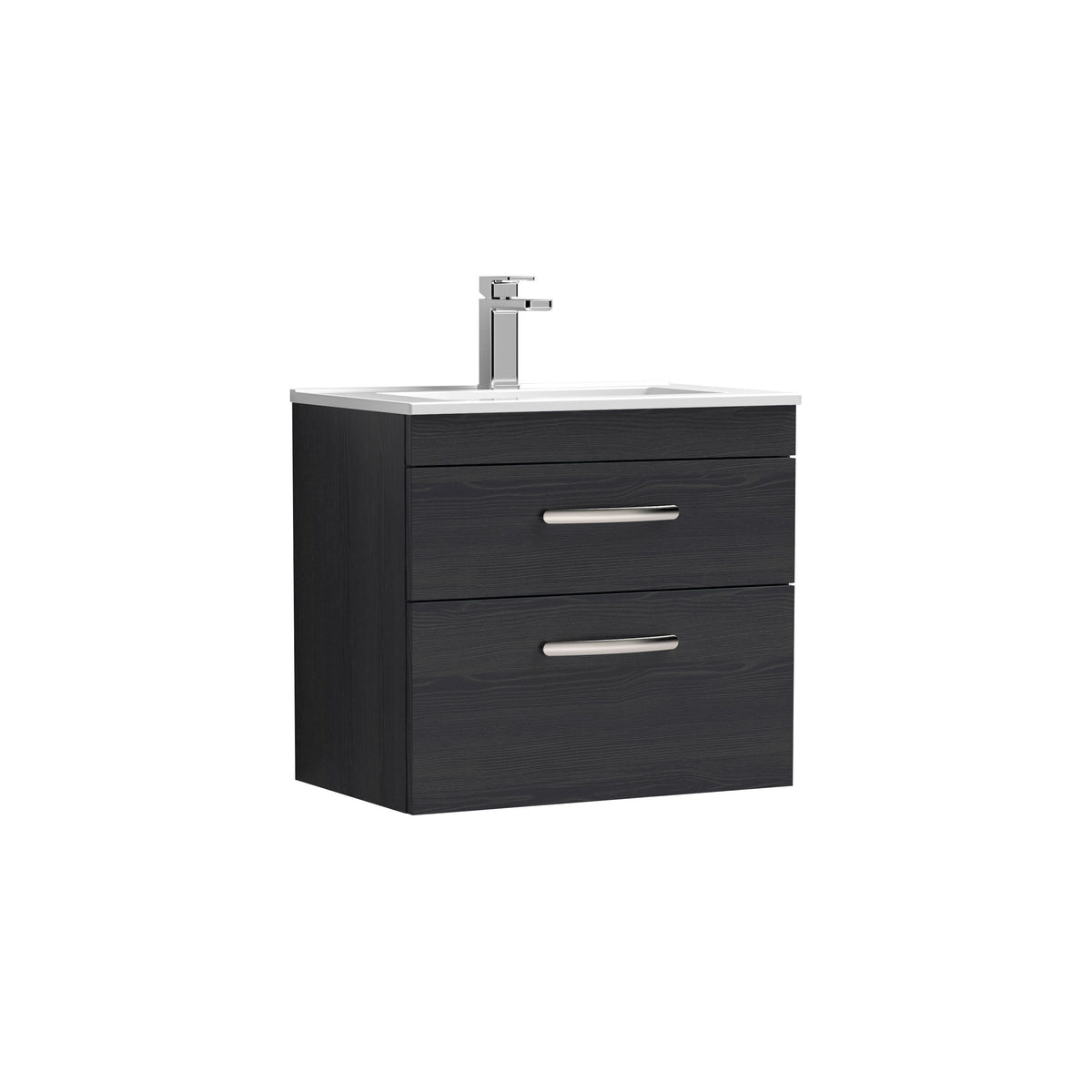 Nuie Athena 600mm 2 Drawer Wall Hung Vanity Unit With Minimalist Basin