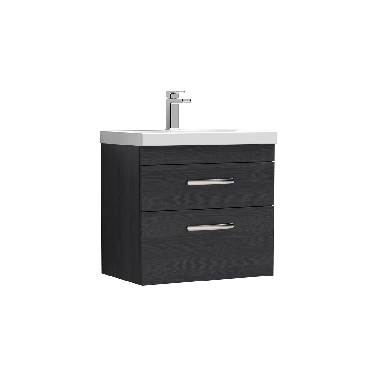 Nuie Athena 600mm 2 Drawer Wall Hung Vanity Unit With Thin Edge Basin