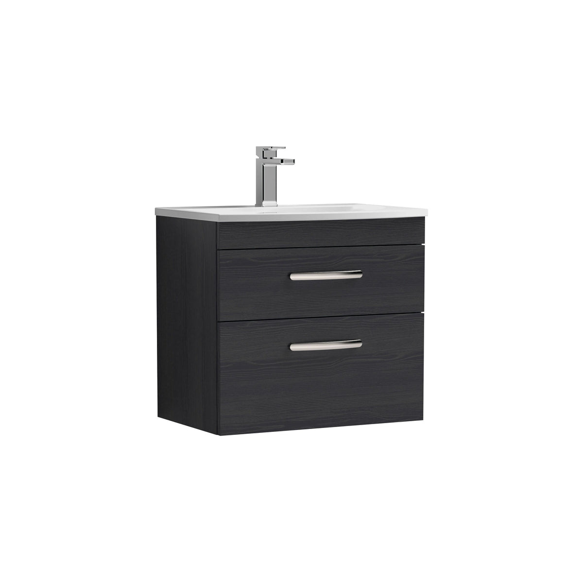 Nuie Athena 600mm 2 Drawer Wall Hung Vanity Unit With Curved Basin