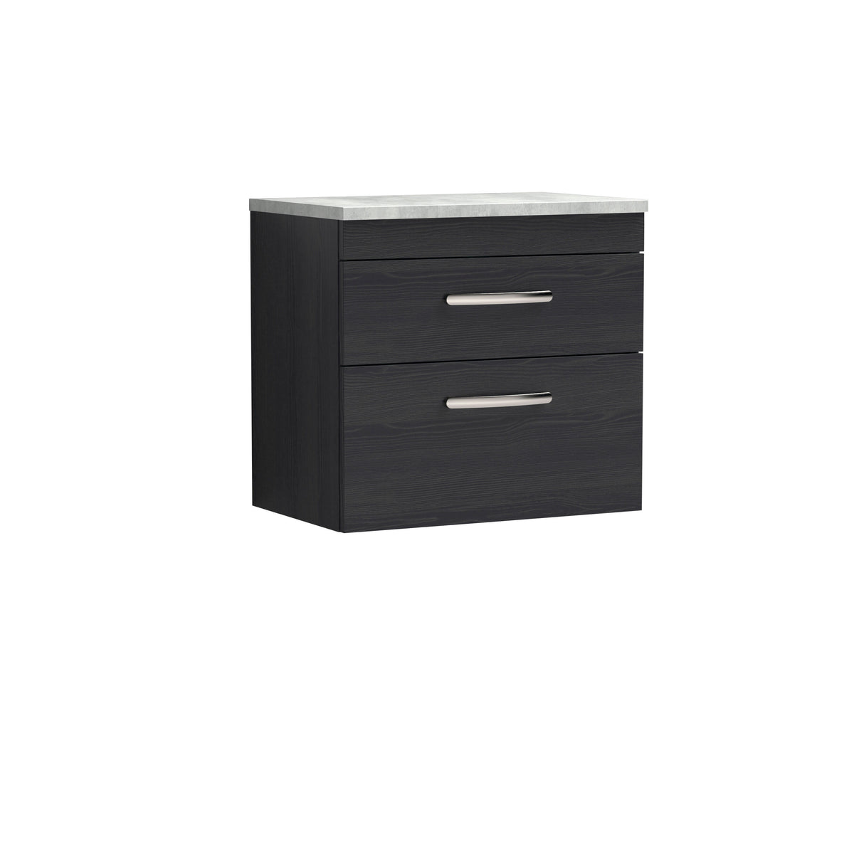 Nuie Athena 600mm 2 Drawer Wall Hung Vanity Unit With Bellato Grey Worktop