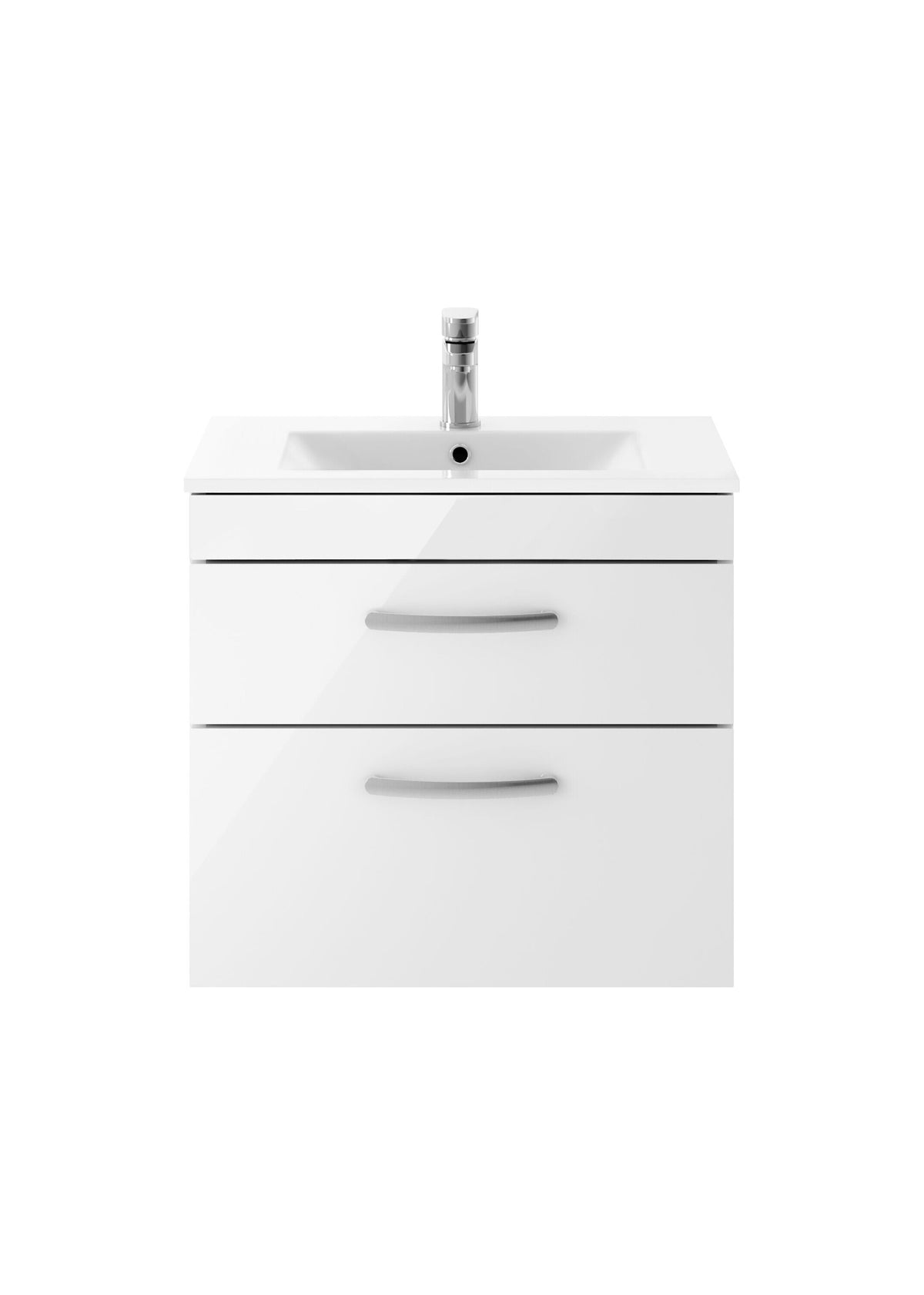 Nuie Athena 600mm 2 Drawer Wall Hung Vanity Unit With Minimalist Basin