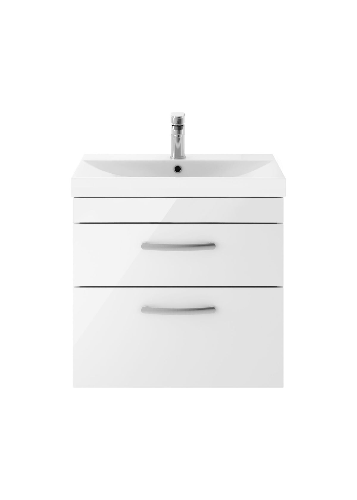 Nuie Athena 600mm 2 Drawer Wall Hung Vanity Unit With Thin Edge Basin