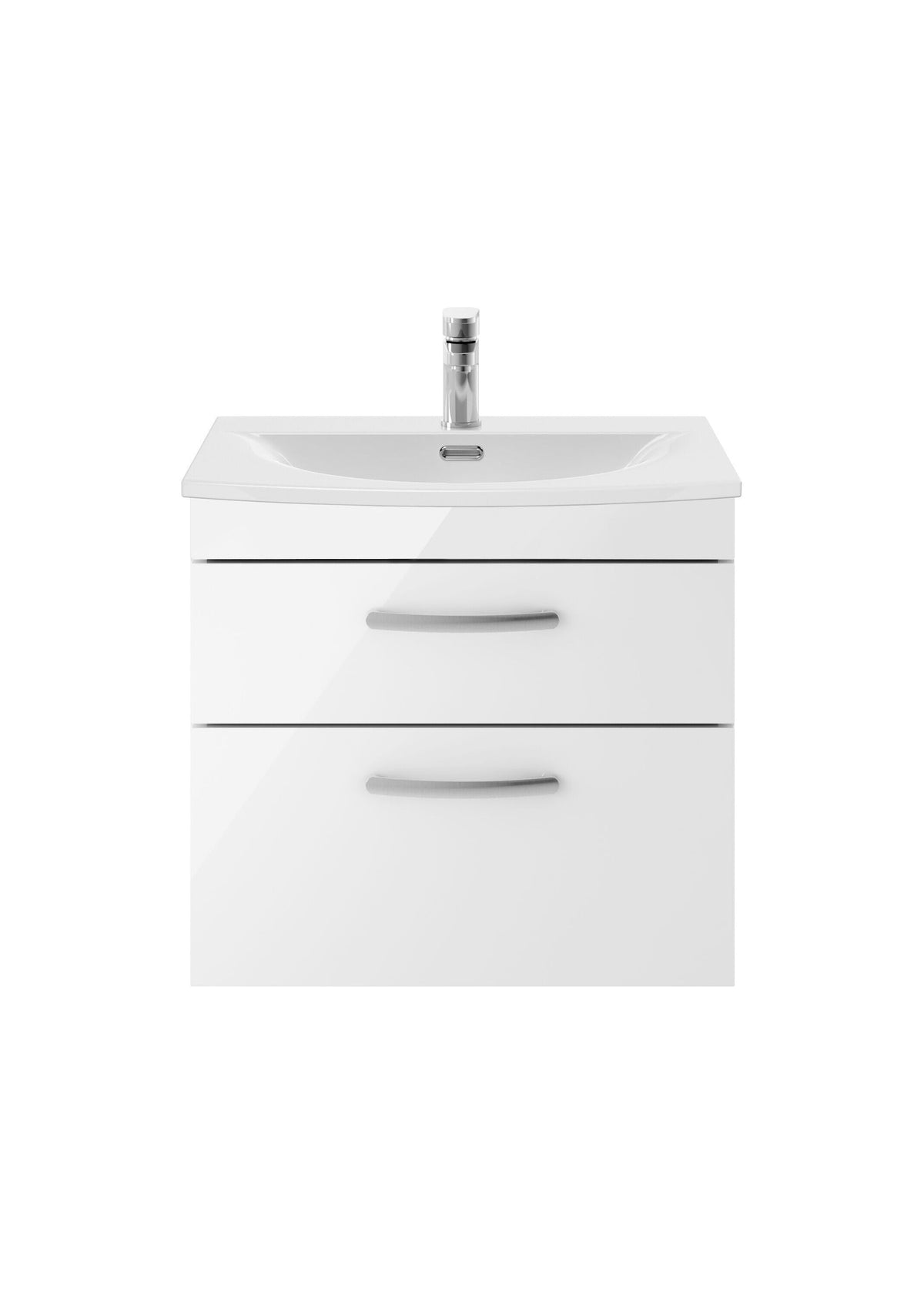 Nuie Athena 600mm 2 Drawer Wall Hung Vanity Unit With Curved Basin