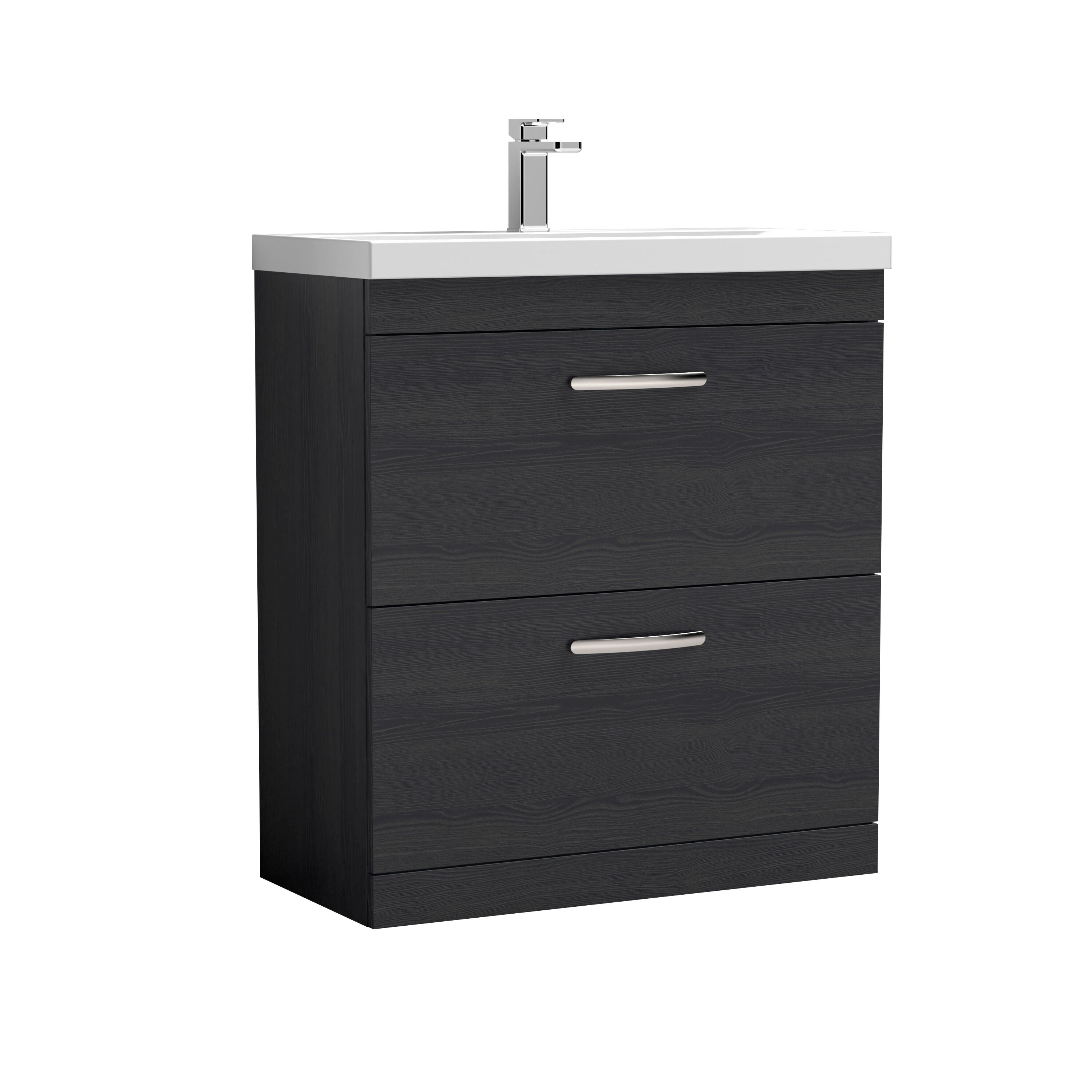 nuie Athena 800mm Charcoal Black 2 Drawer Floor Standing Vanity Unit With Mid-Edge Basin