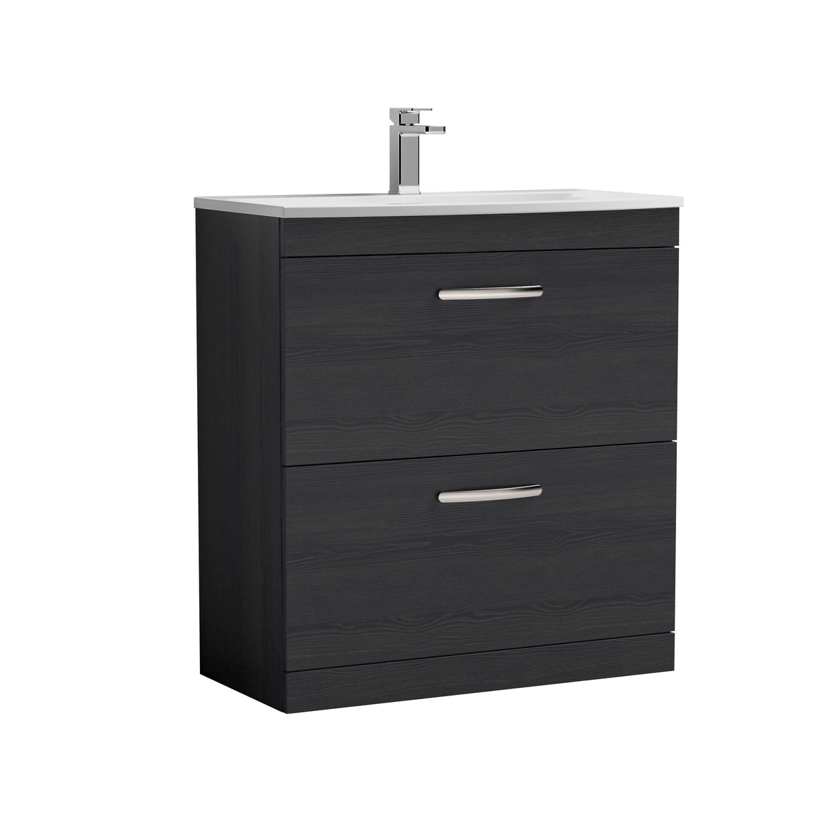 Nuie Athena 800mm 2 Drawer Floor Standing Vanity Unit With Curved Basin