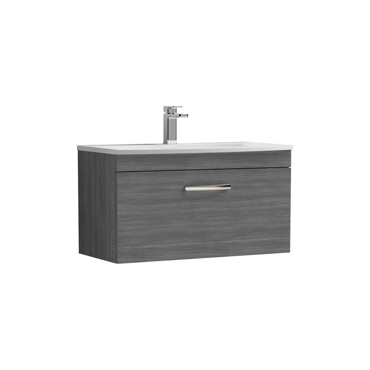 Nuie Athena 800mm 1 Drawer Wall Hung Vanity Unit With Curved Basin