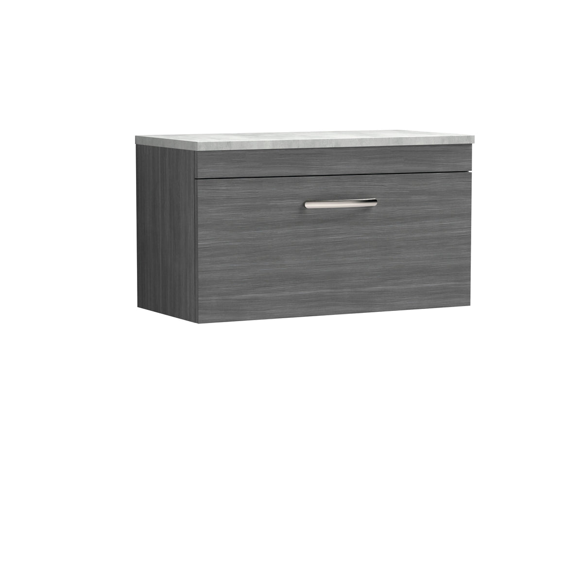 Nuie Athena 800mm 1 Drawer Wall Hung Vanity Unit With Bellato Grey Worktop