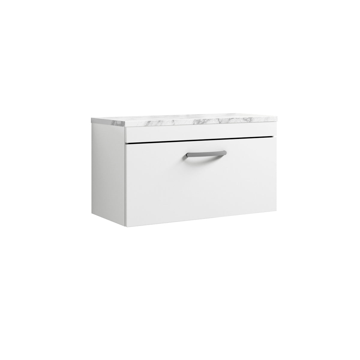 Nuie Athena 800mm 1 Drawer Wall Hung Vanity Unit With Carrara Laminate Worktop