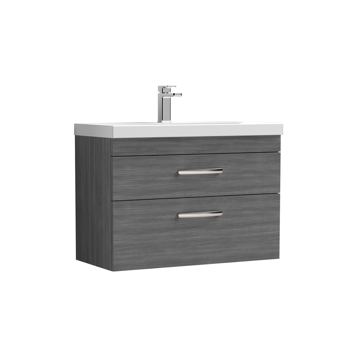 Nuie Athena 800mm 2 Drawer Wall Hung Vanity Unit With Mid-Edge Basin