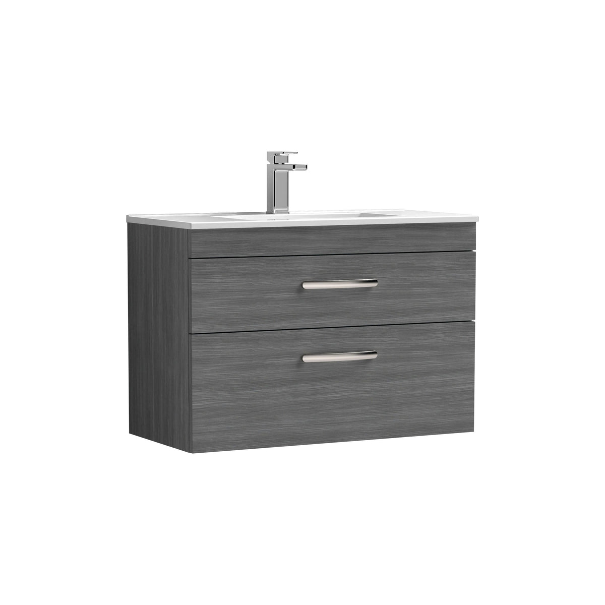 Nuie Athena 800mm 2 Drawer Wall Hung Vanity Unit With Minimalist Basin