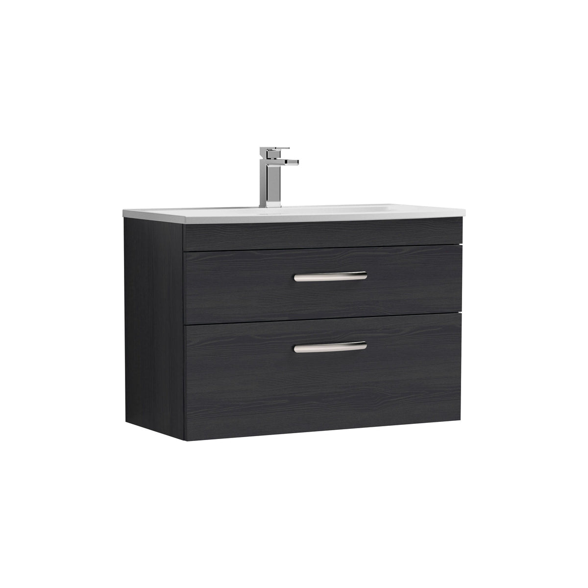 Nuie Athena 800mm 2 Drawer Wall Hung Vanity Unit With Curved Basin