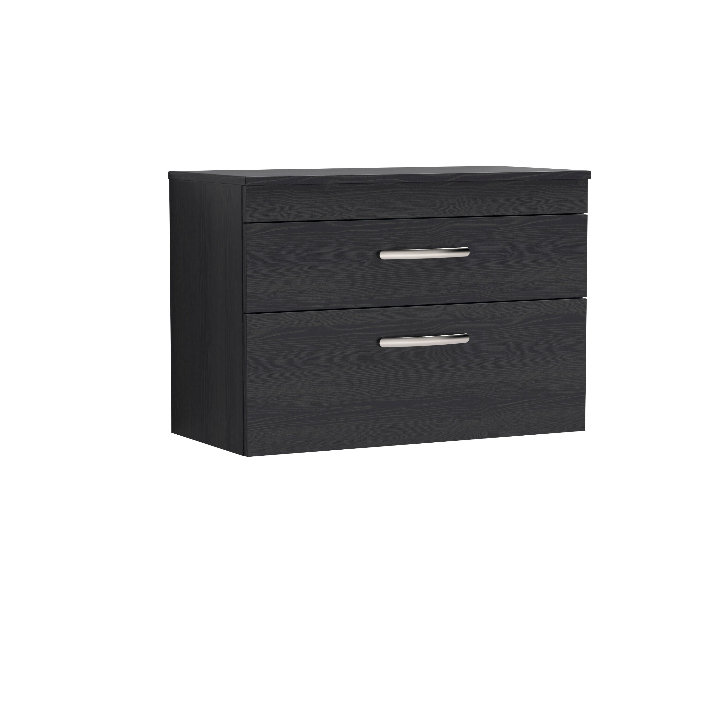 nuie Athena 800mm Charcoal Black 2 Drawer Wall Hung Vanity Unit With Co-ordinating Worktop