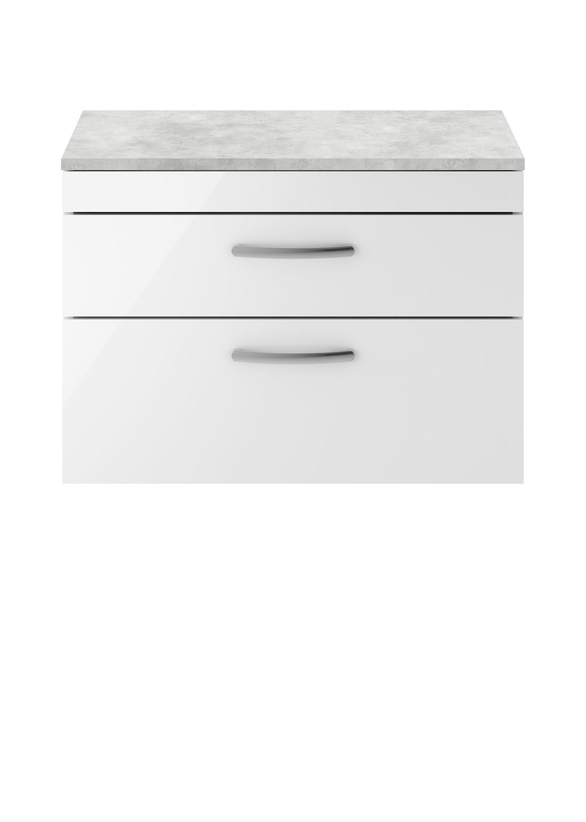 Nuie Athena 800mm 2 Drawer Wall Hung Vanity Unit With Bellato Grey Worktop