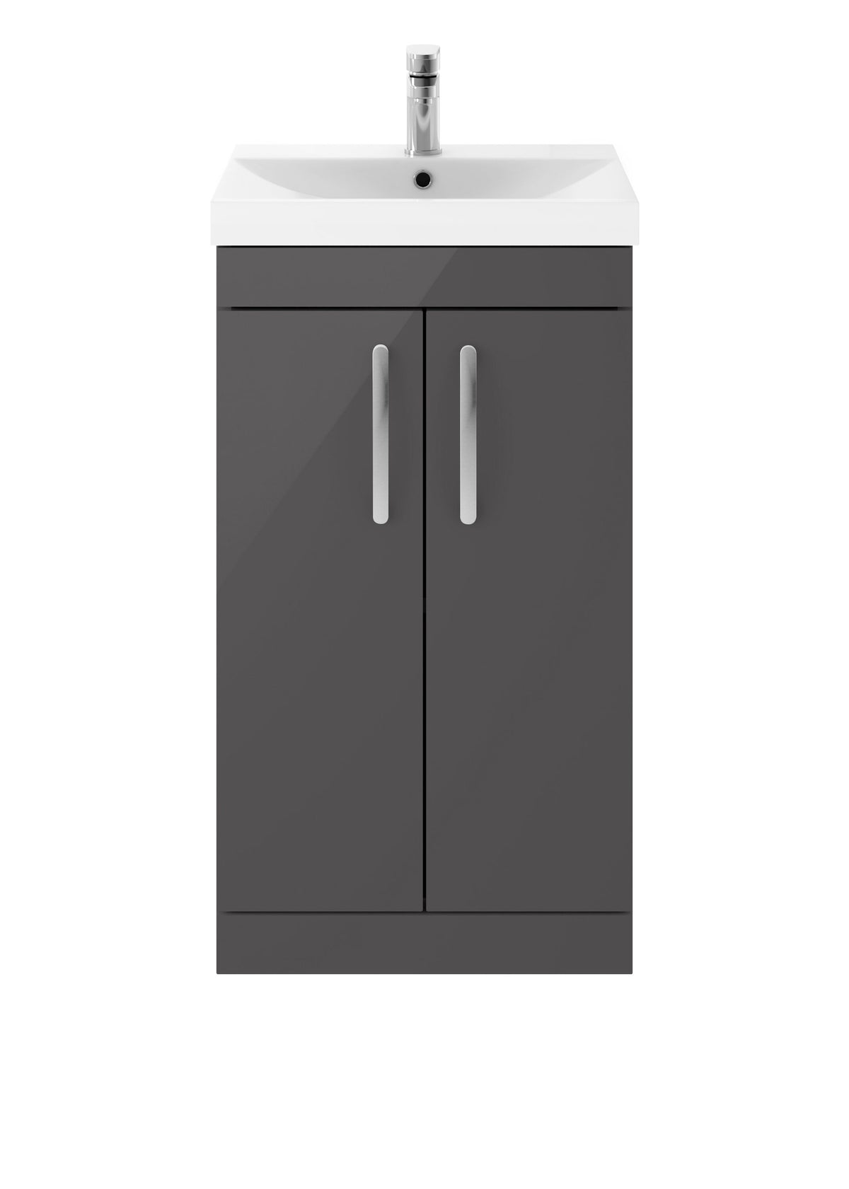 Nuie Athena 500mm 2 Door Floor Standing Cabinet With Thin Edge Basin