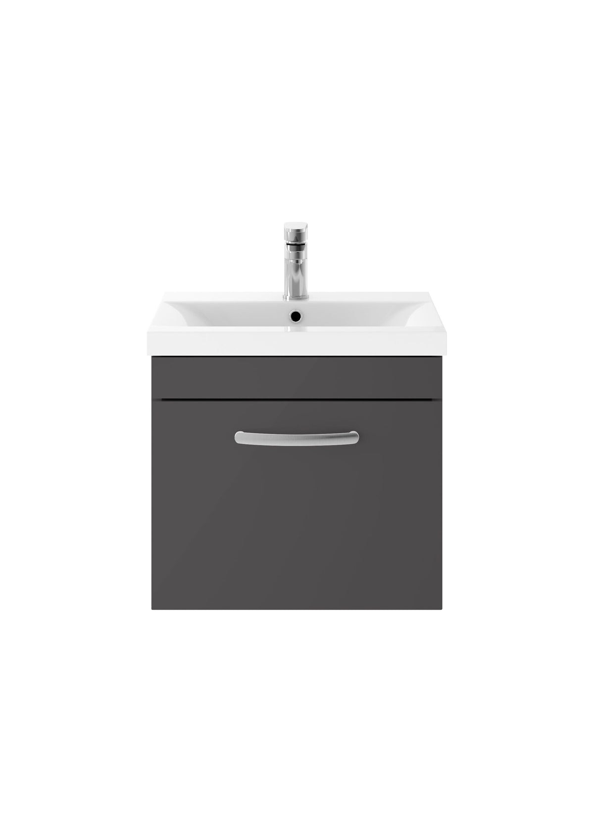 Nuie Athena 500mm 1 Drawer Wall Hung Cabinet With Mid-Edge Basin