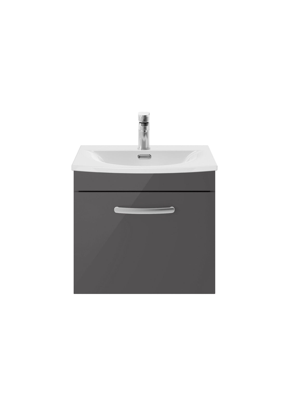 Nuie Athena 500mm 1 Drawer Wall Hung Cabinet With Curved Basin