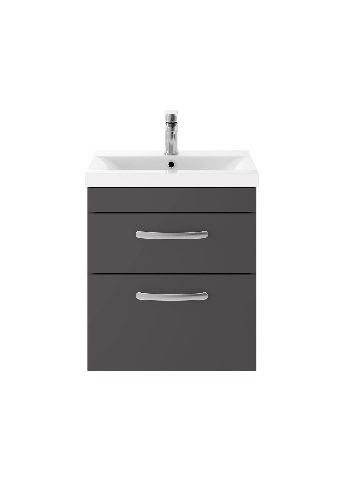 Nuie Athena 500mm 2 Drawer Wall Hung Cabinet With Mid-Edge Basin