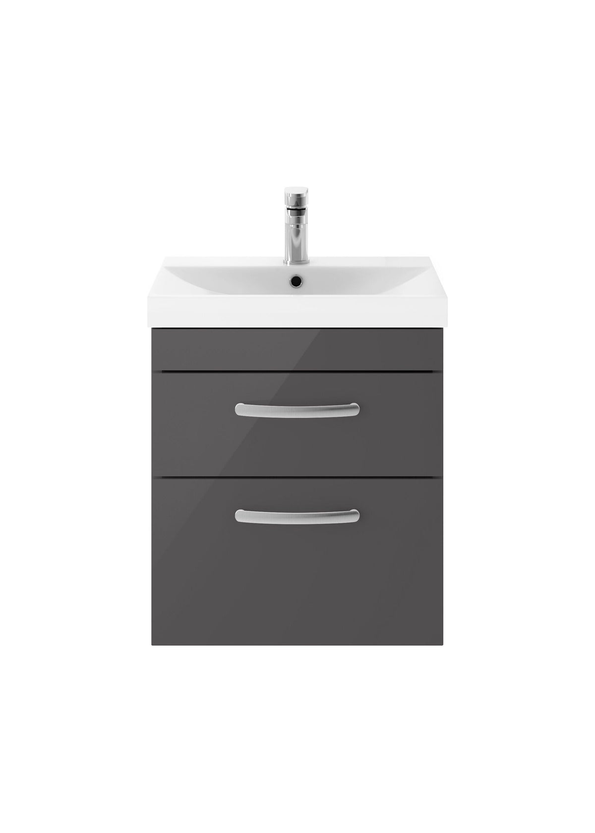 Nuie Athena 500mm 2 Drawer Wall Hung Cabinet With Thin Edge Basin