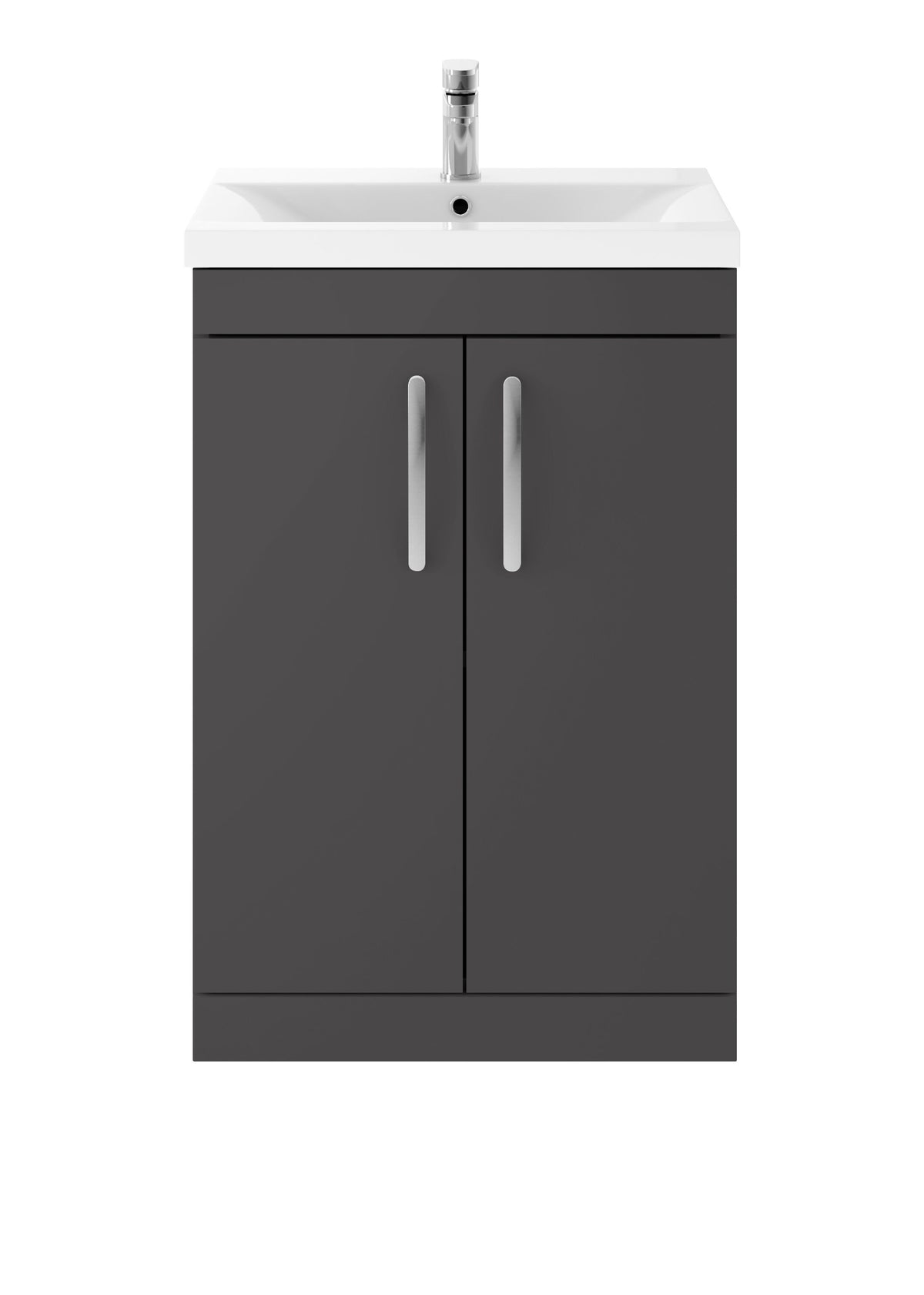 Nuie Athena 600mm 2 Door Floor Standing Cabinet With Mid-Edge Basin