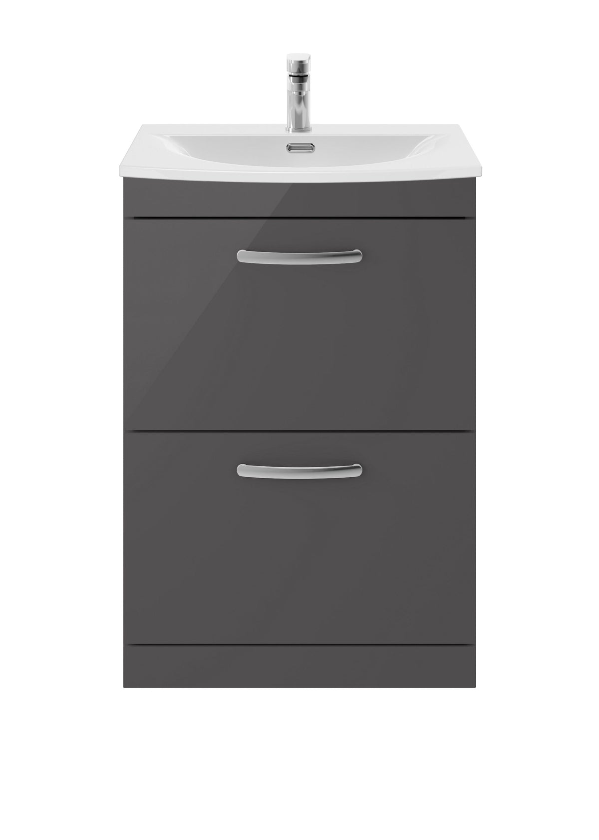 Nuie Athena 600mm 2 Drawer Floor Standing Cabinet With Curved Basin