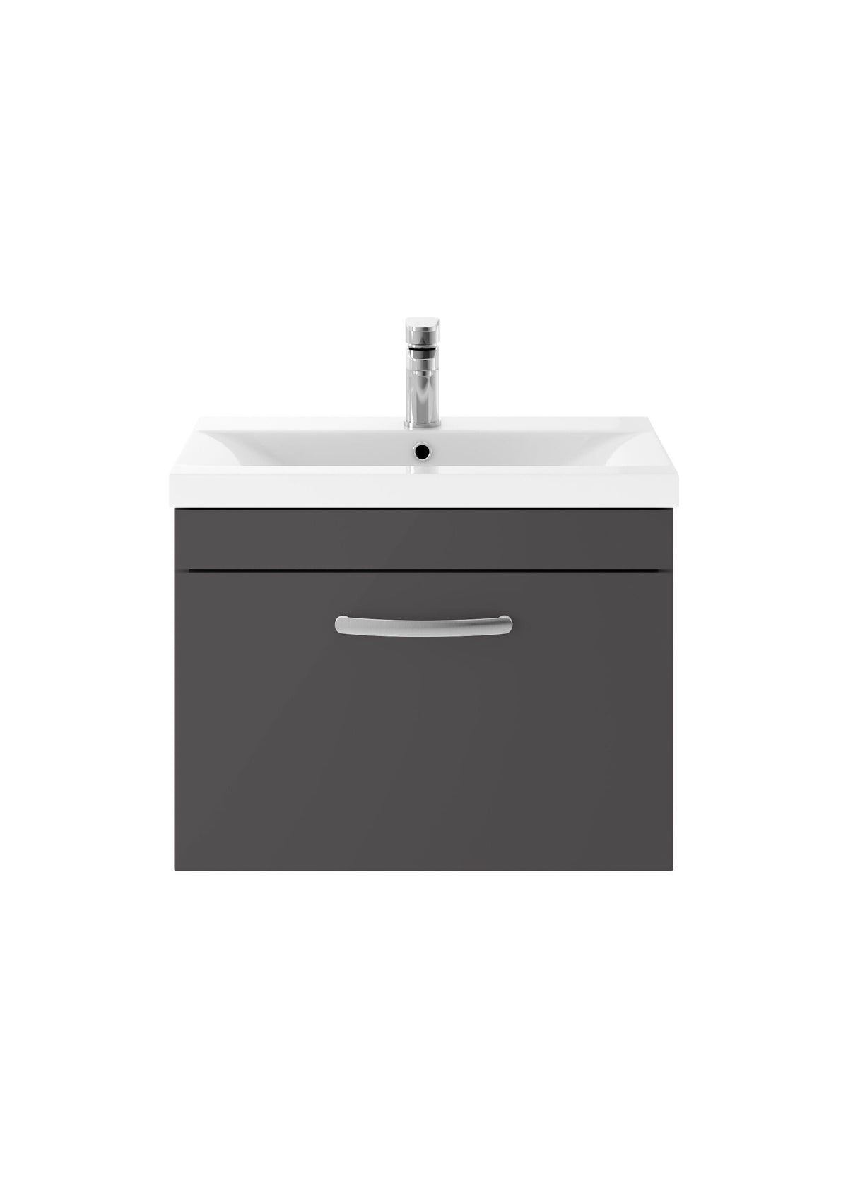 Nuie Athena 600mm 1 Drawer Wall Hung Cabinet With Mid-Edge Basin