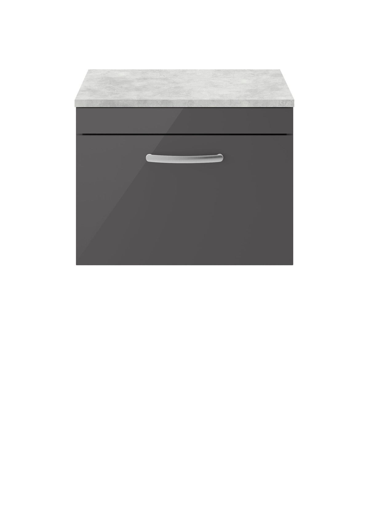 Nuie Athena 600mm 1 Drawer Wall Hung Vanity Unit With Bellato Grey Worktop