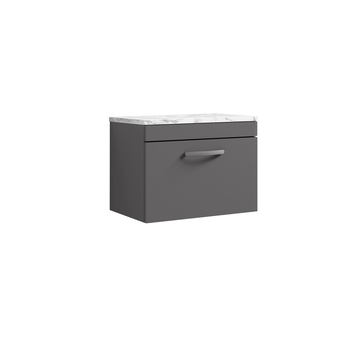 Nuie Athena 600mm 1 Drawer Wall Hung Vanity Unit With Carrara Laminate Worktop