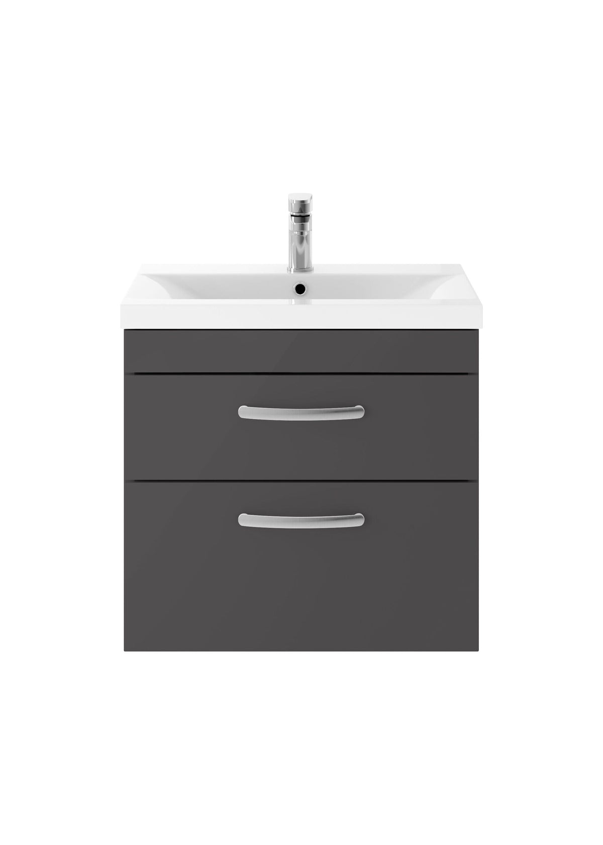 Nuie Athena 600mm 2 Drawer Wall Hung Cabinet With Mid-Edge Basin