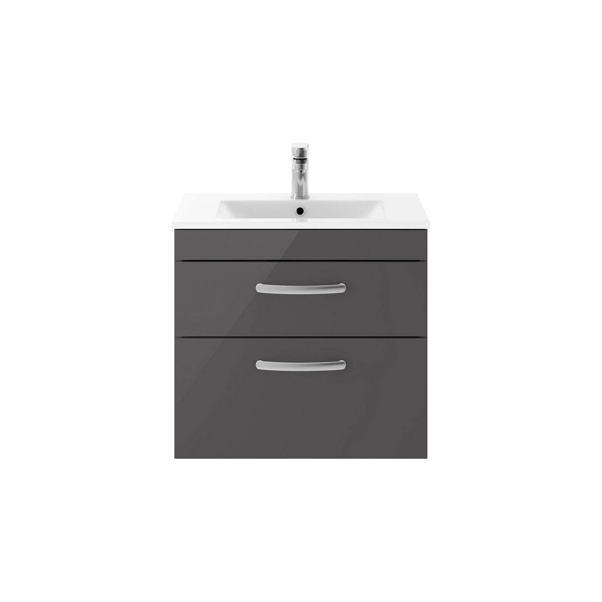 Nuie Athena 600mm 2 Drawer Wall Hung Cabinet With Minimalist Basin