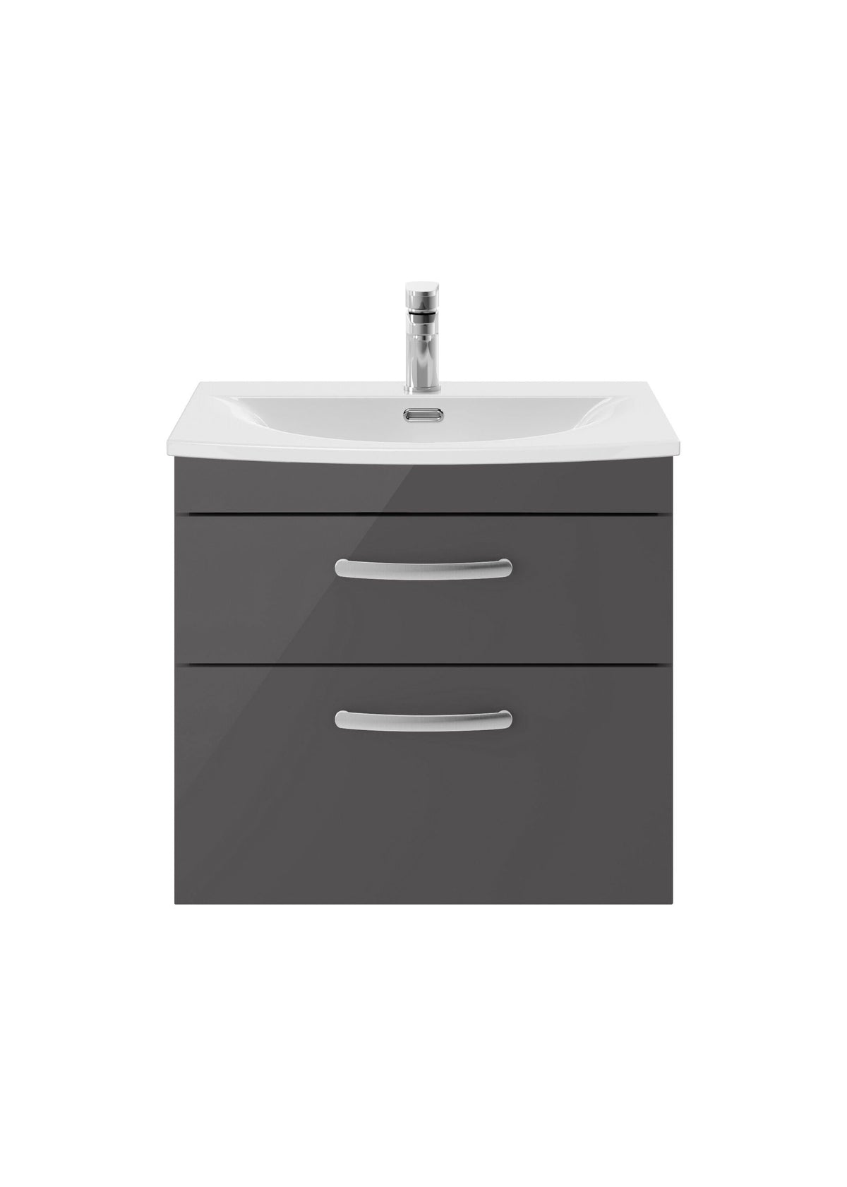 Nuie Athena 600mm 2 Drawer Wall Hung Cabinet With Curved Basin