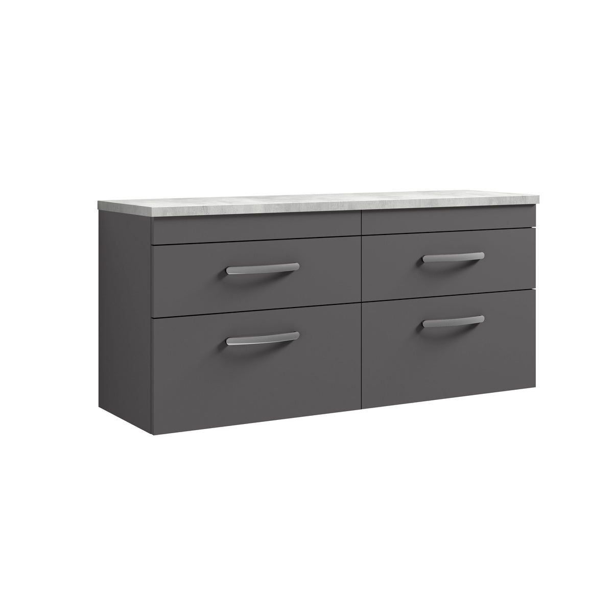 Nuie Athena 1200mm 4 Drawer Wall Hung Unit With Bellato Grey Worktop