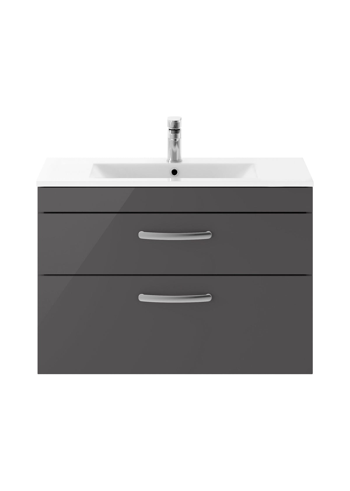 Nuie Athena 800mm 2 Drawer Wall Hung Cabinet With Minimalist Basin
