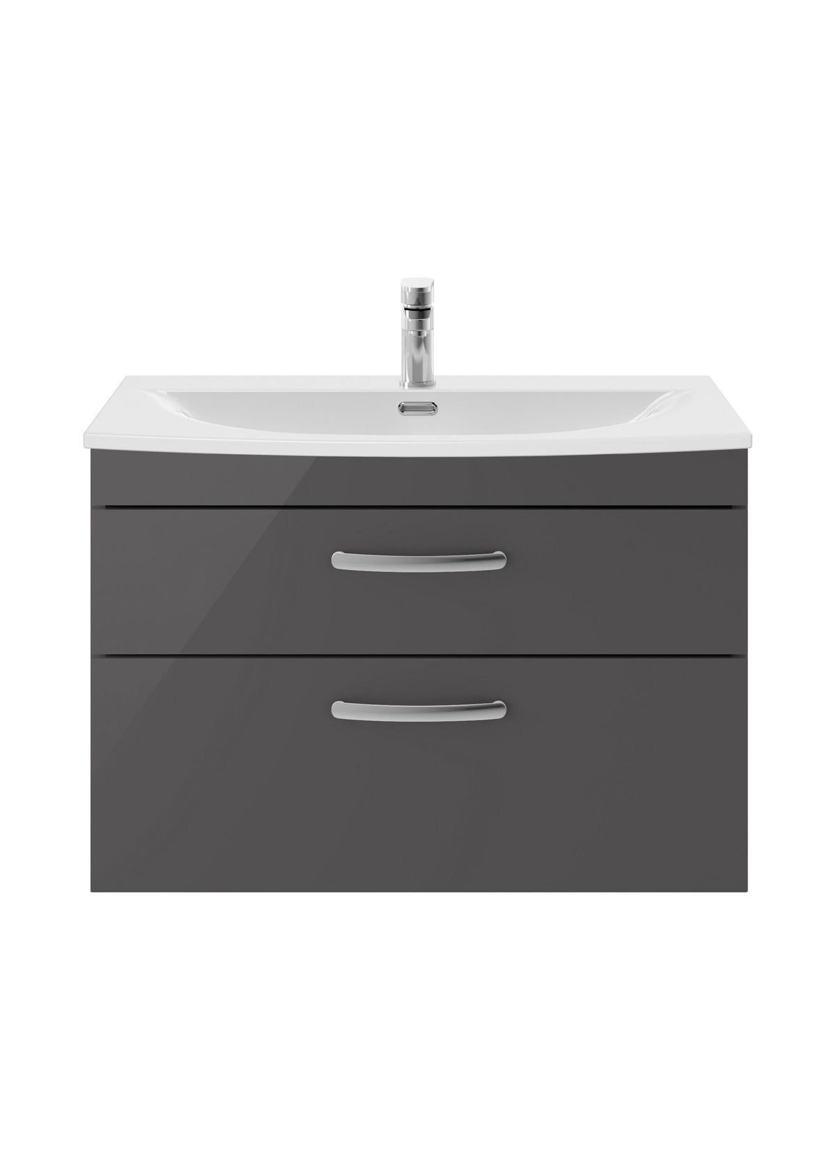 Nuie Athena 800mm 2 Drawer Wall Hung Cabinet With Curved Basin